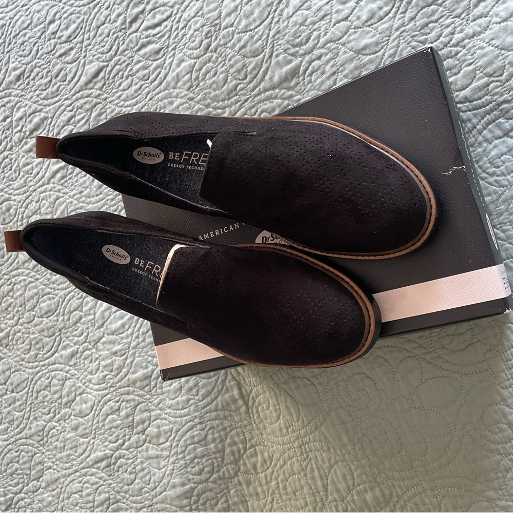 Brand new, never worn in box black flats by Dr. Scholls